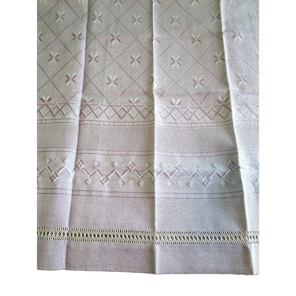 Purple White Woven Trellis Star Vintage Towel Set One Hand One Bath GUC Spots